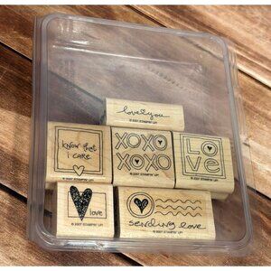 2007 STAMPIN' UP! SEALED WITH A KISS WOOD MOUNTED RUBBER STAMP SET OF 6